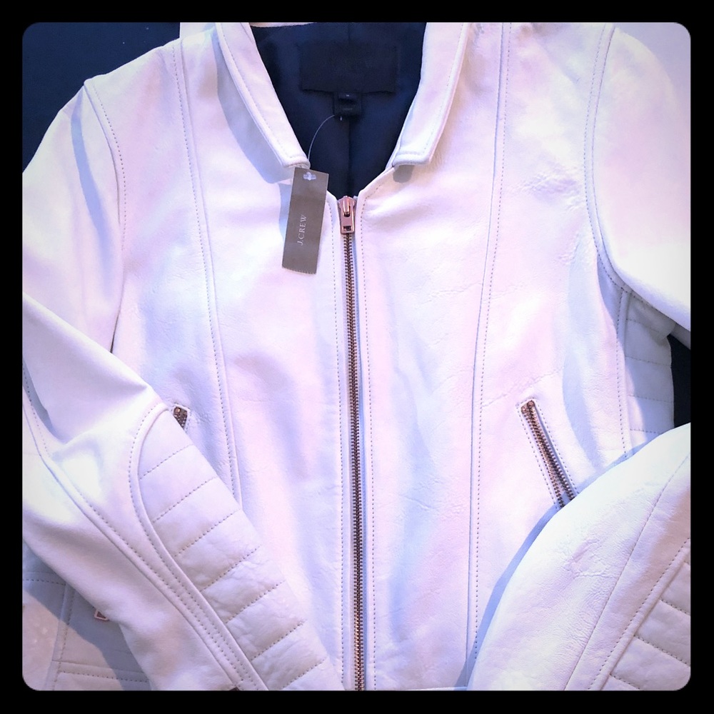 Jcrew collection white leather new size 8 Moto